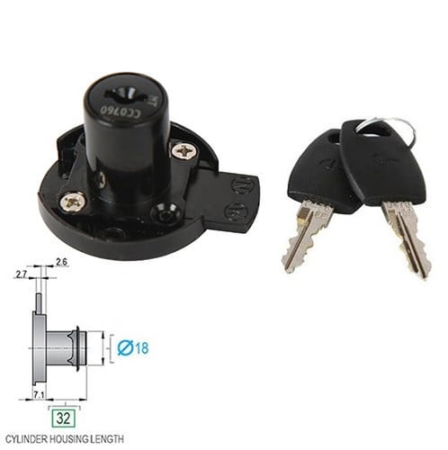 قفل درج دائري خشبي (قطر Ø18 مم)