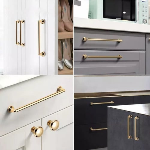 مقابض أثاث أنبوبية بتصميم ذهبي لامع