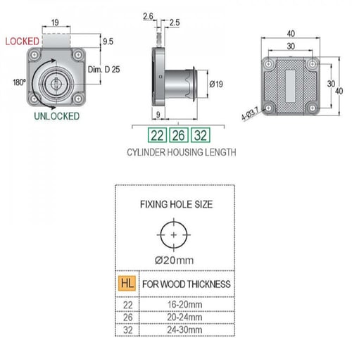 قفل درج للأثاث الخشبي