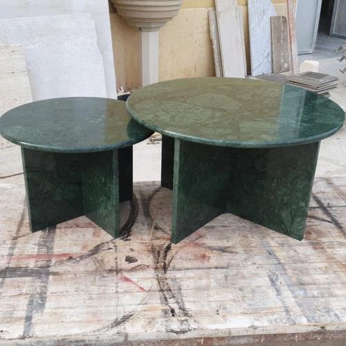 Green marble coffee table set