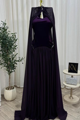 فستان سهر اوف شولدر بالون ليلكي