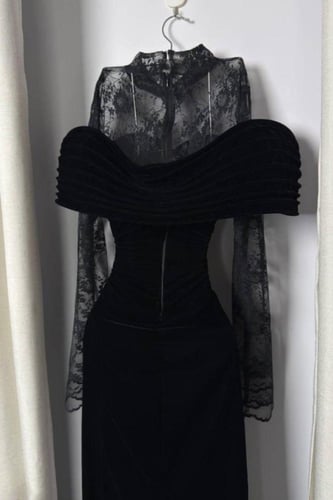 فستان سهرة أوف شولدر لون اسود