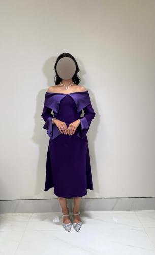 فستان بنفسجي كريب