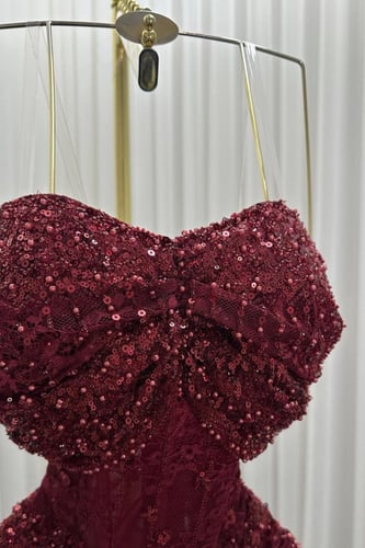 فستان سهره توب بالترتر لون ون برغندي