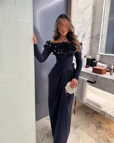 فستان سهره اوف شولدر بأكمام طويله