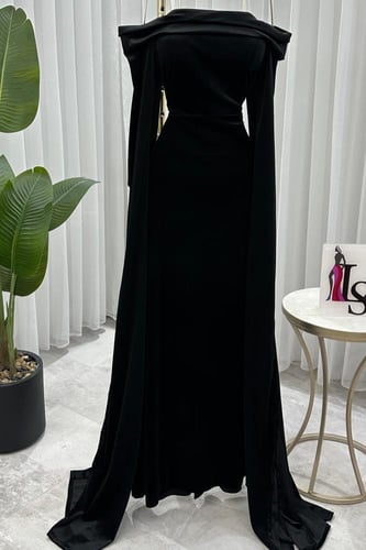 فستان سهرة أنيق شتوي لون أسود