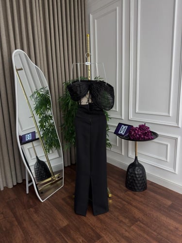 فستان سهره الصدر دنتيل تطريز يدوي وباربي