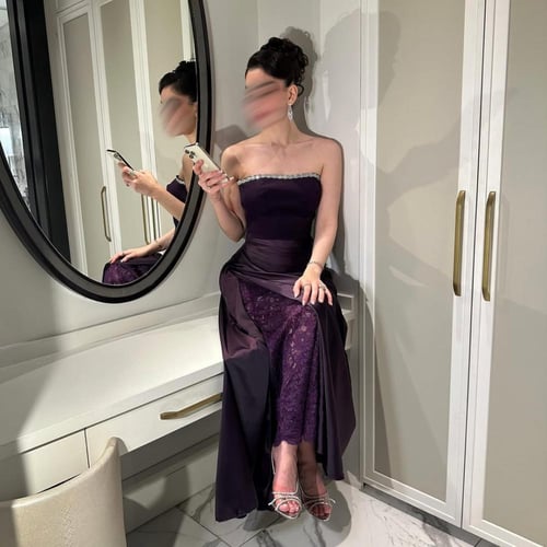 فستان أوف شولدر بنفسجي ملكي