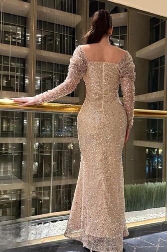 فستان سهره اوف شولدر لون ذهبي