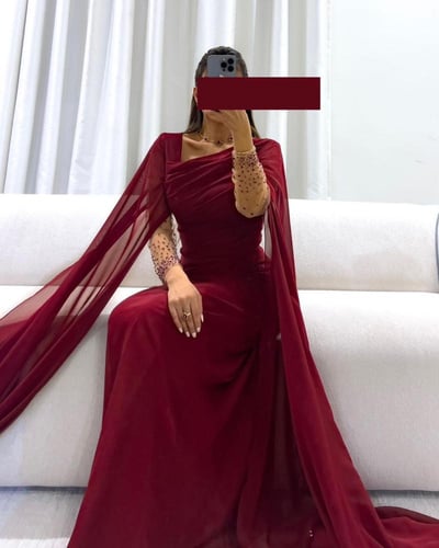 فستان سهره عنابي