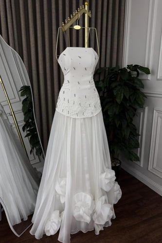 فستان توب سهره بكسرات بليسيه