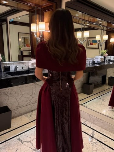 فستان عودي سهرة بفتحة صدر راقية