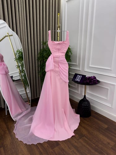 فستان سهره كت لون خربزي فاتح