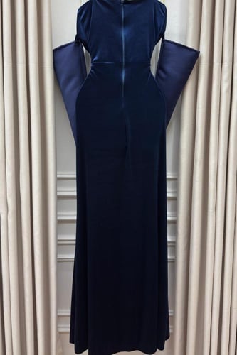 فستان سهرة أنيق شتوي لون كحلي