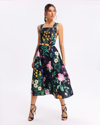 فستان ماكسي ميدي مورد بفتحة ظهر