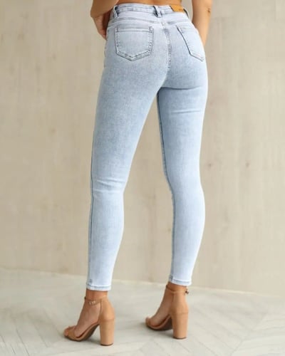 بنطال جينز سكيني عالي الخصر