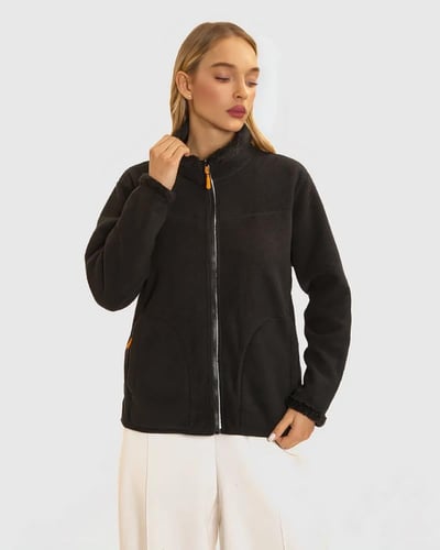 جاكيت نسائيي بوجهين مبطن بالصوف - أسود