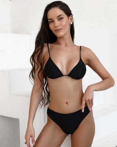 طقم 3 قطع بكيني بستايل كلاسيكي وربطات جانبية