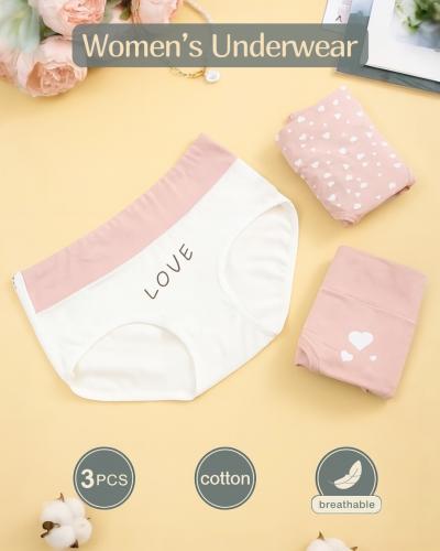 طقم 3 قطع من السروال القطني النسائي بتصاميم أنثوية
