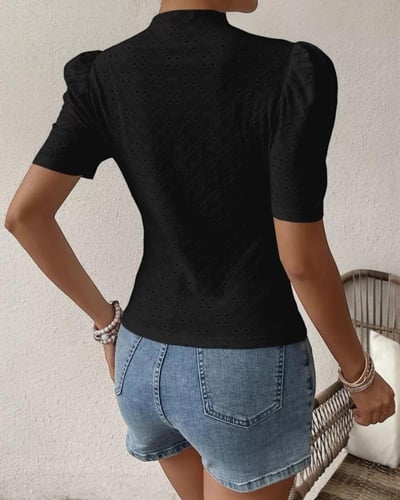 تي شيرت كاجوال نسائي بأكمام منفوخة