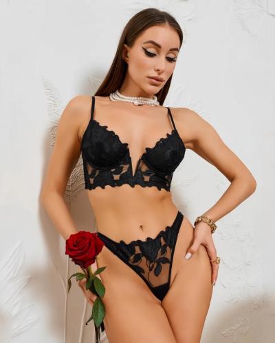 طقم فرنسي كلاسيكي باللون الأسود على شكل حرف V مكون...