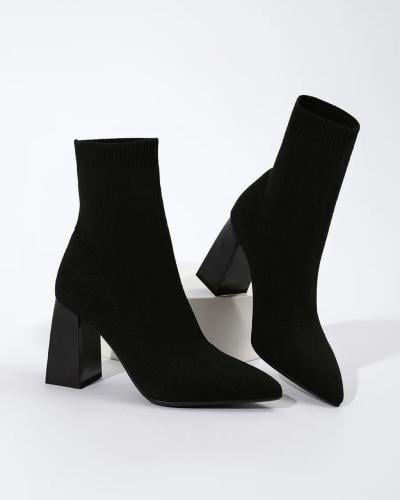 حذاء بوت نسائي أنيق بكعب عريض ومقدمة مدببة