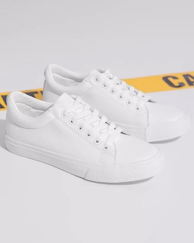 حذاء سنيكرز نسائي كلاسيكي باللون الأبيض بتصميم عصر...