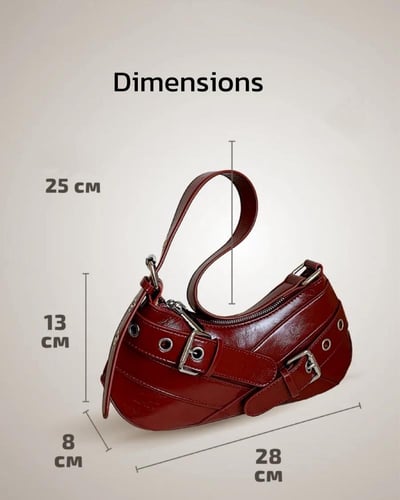 حقيبة كتف بتصميم عصري بحزام إبزيم ولون عنابي لامع