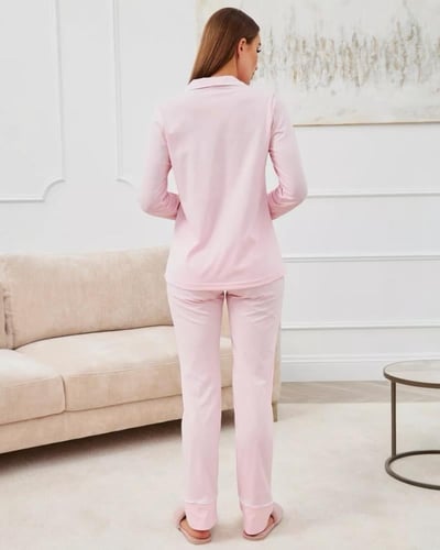 طقم بجامة بنطال وقميص بأكمام طويلة من القطن الناعم...