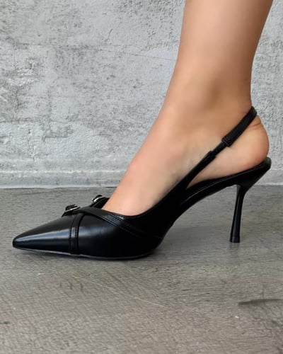 حذاء نسائي عصري بتصميم حزام أنيق - أسود