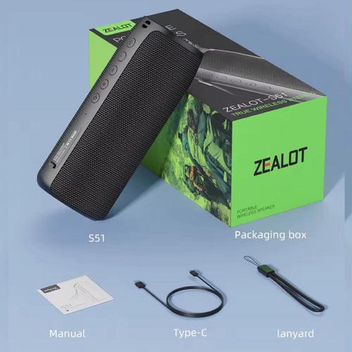 سماعة بلوتوث محمولة ZEALOT S51 بصوت قوي وتقنية BT...