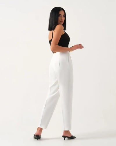 بنطال طويل مستقيم الساق بخصر عال