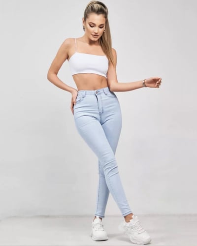 جينز نسائي سكيني عالي الخصر