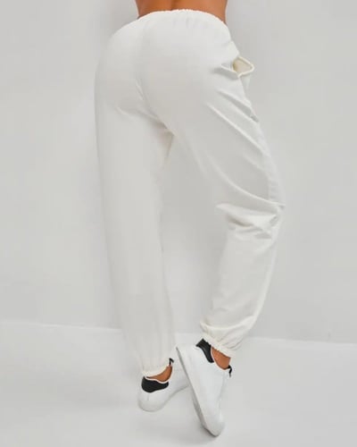 بنطال رياضي كاجوال برباط وخصر مطاطي مع جيوب مائلة