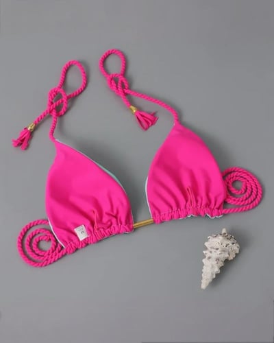 طقم بكيني تركواز بحبال مزينة بشرّابات وزخرفة معدني...