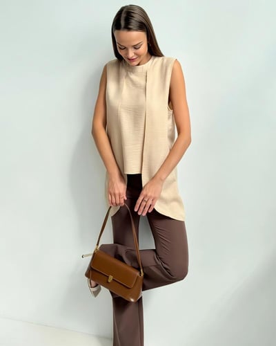 قميص صيفي كاجوال بدون أكمام بتصميم مفتوح من الأمام...