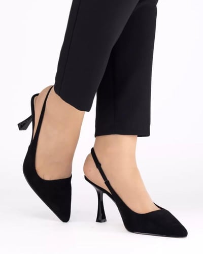 حذاء كعب عالي مفتوح من الخلف بستايل أنيق – أسود كل...