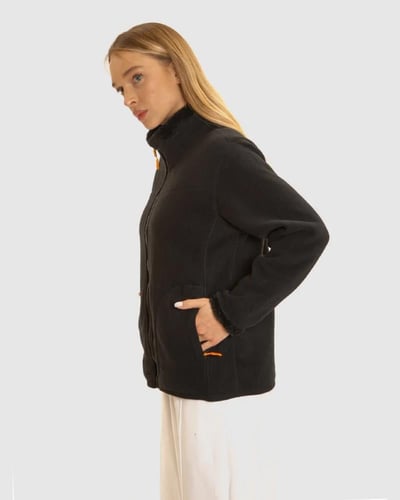 جاكيت نسائيي بوجهين مبطن بالصوف - أسود