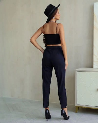 بنطال نسائي كاجوال بحزام خصر - كحلي