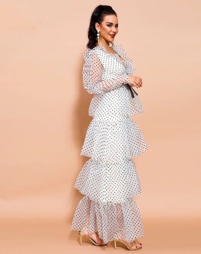 فستان ماكسي طويل بنمط منقط