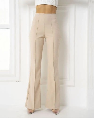 بنطال واسع الخصر بتفاصيل درزات