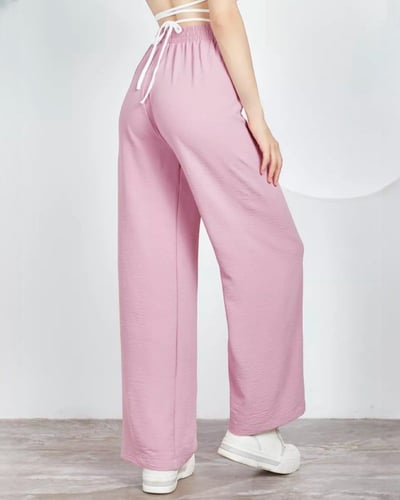 بنطال كاجوال مريح بأرجل واسعة