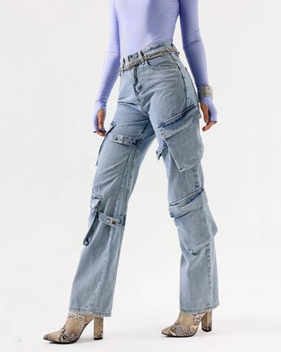 جينز نسائي فاشن عصري عالي الخصر