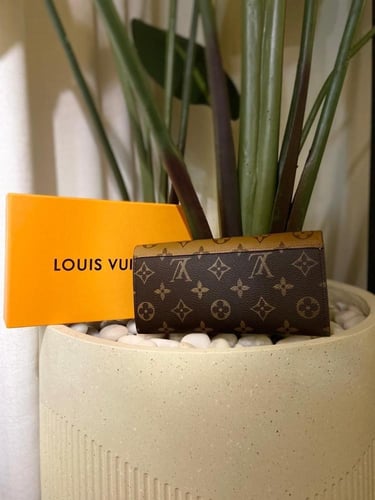 محفظة يد من لويس فيتون - بني جملي .