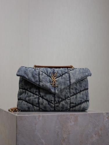PUFFER SMALL IN SUEDE AND DENIM