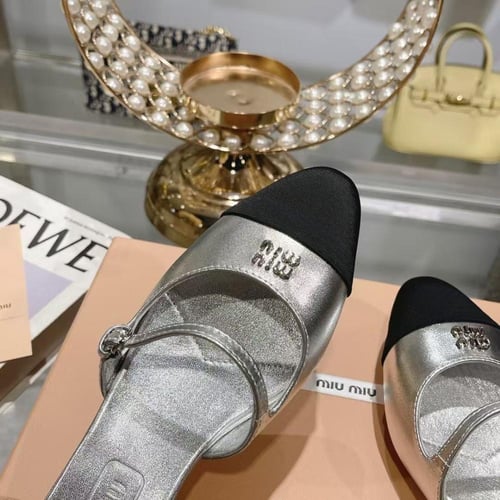 Miu Miu Mary Jane Metallic Leather Mules