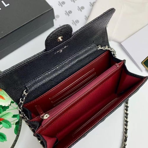 Caviar Classic Long Flap Wallet on Chain