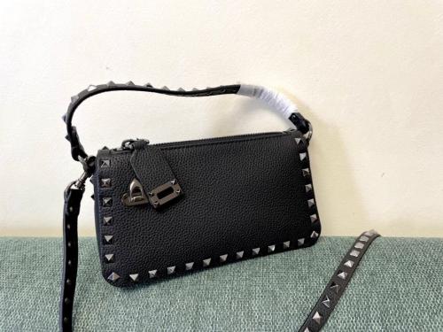 SMALL ROCKSTUD GRAINY CALFSKIN CROSSBODY BAG