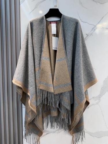 Jacquard wool poncho
