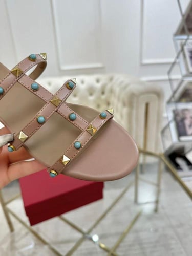 MULTICOLOR ROCKSTUD FLAT SLIDE SANDAL